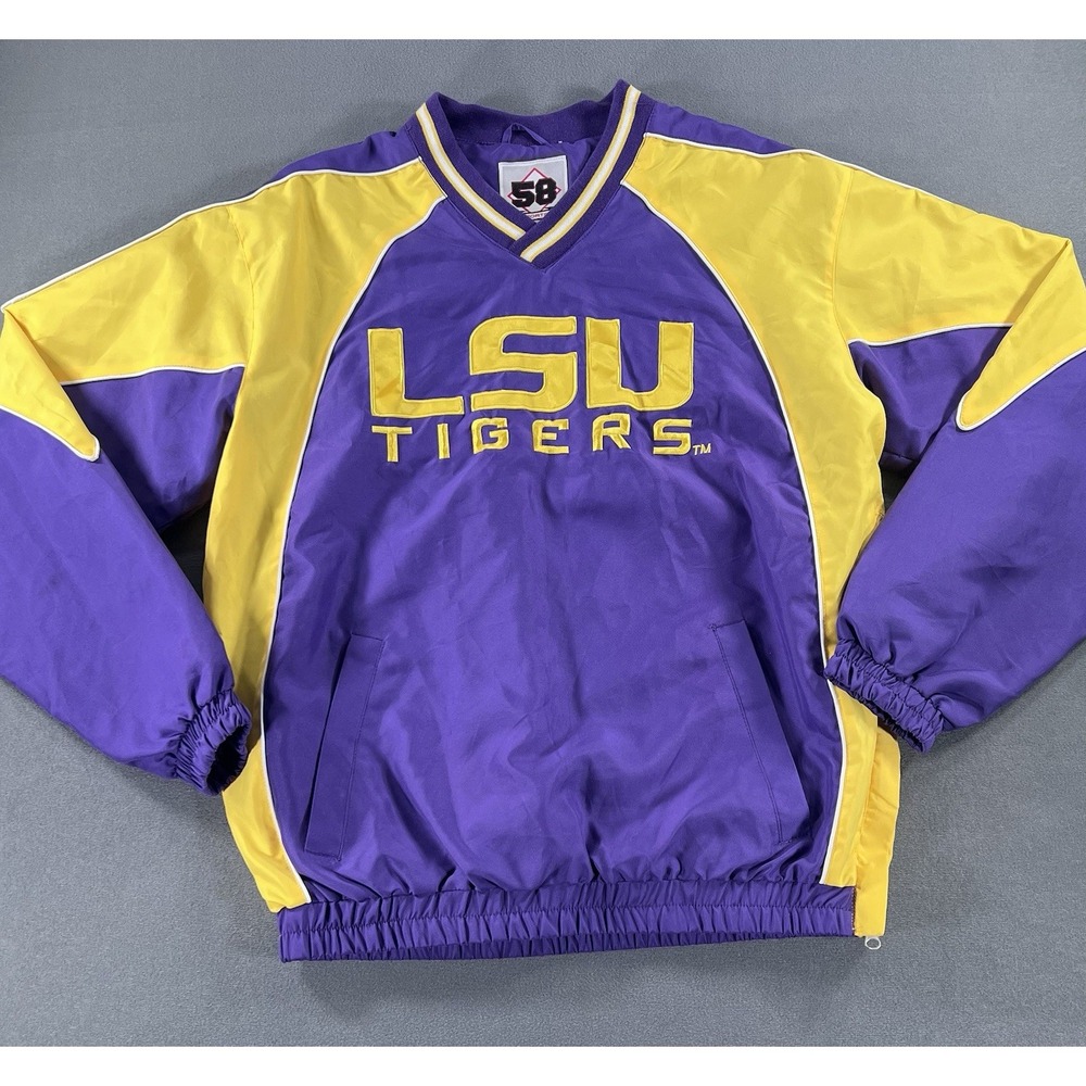VTG 90s LSU Tigers Pullover Windbreaker Jacket Men's Small Purple NCAA Lined